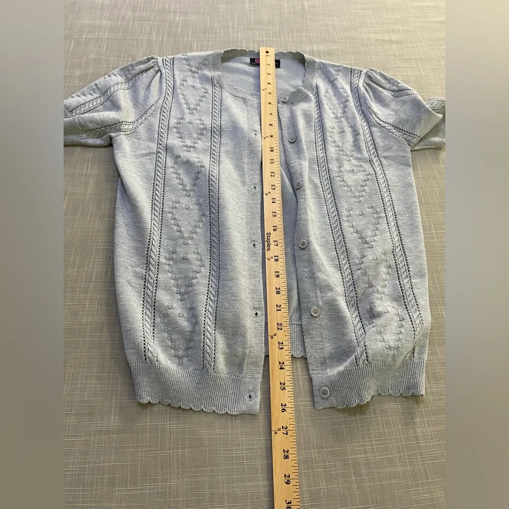 Kancy Kole women’s short sleeve sweater in light grey. Women’s size L - Picture 7 of 16